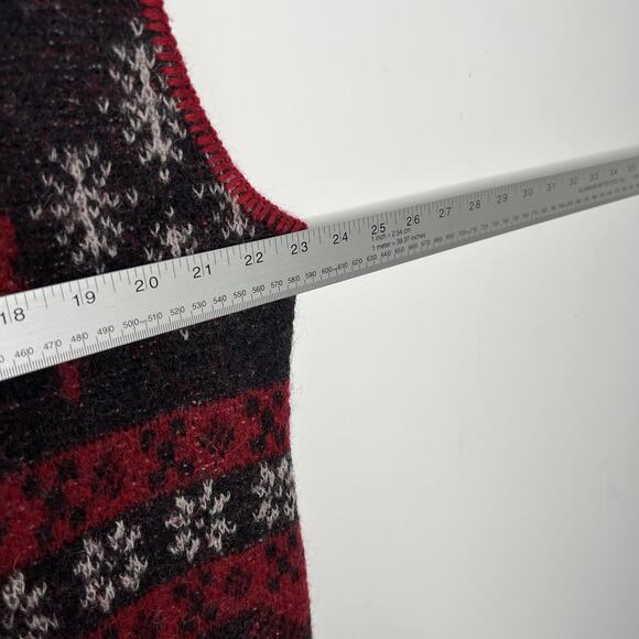 Coldwater Creek Sweater Vest Womens XL Red 100% Wool Zip Fair Isle Reindeer USA - Picture 8 of 8